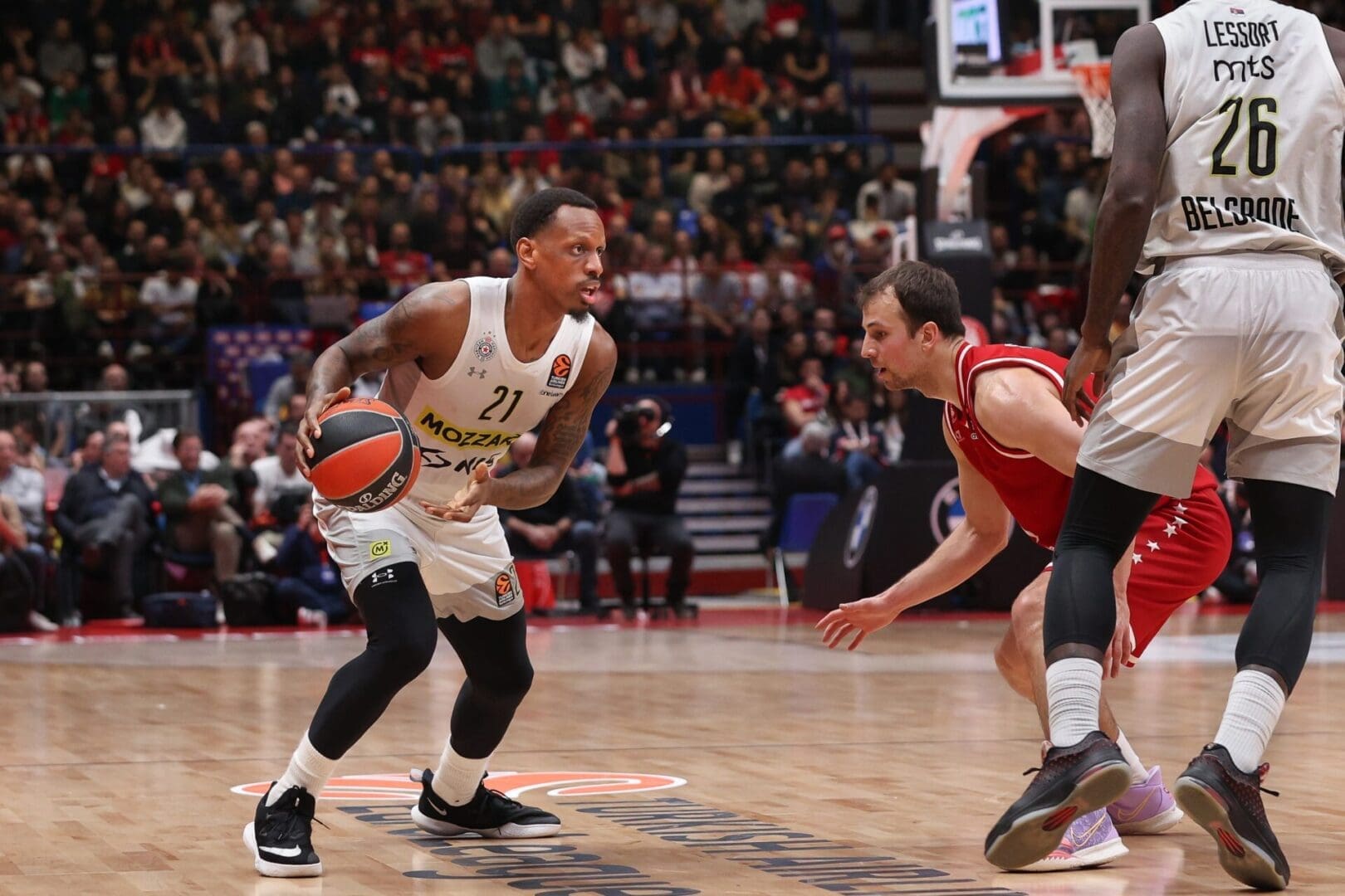 Italy,,Milan,,March,9,2023:,James,Nunnally,(partizan,Forward),Dribbles
